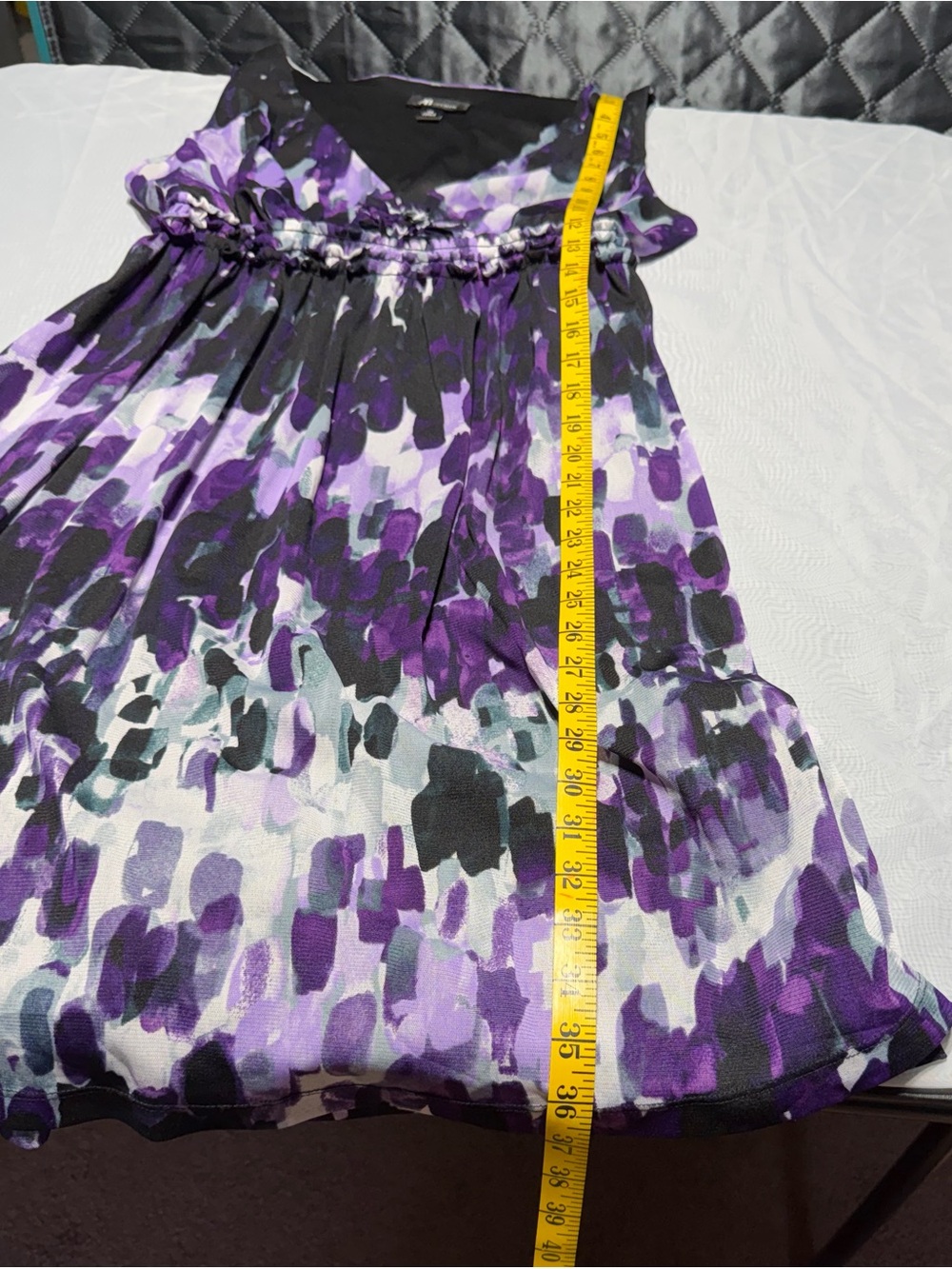 AB Studio Purple Black and White Floral Print Sleeveless Dress - Picture 3 of 5